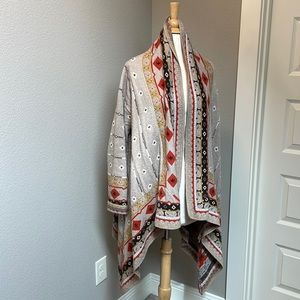 Anthropologie rustic cardigan sweater sparrow medium size native print